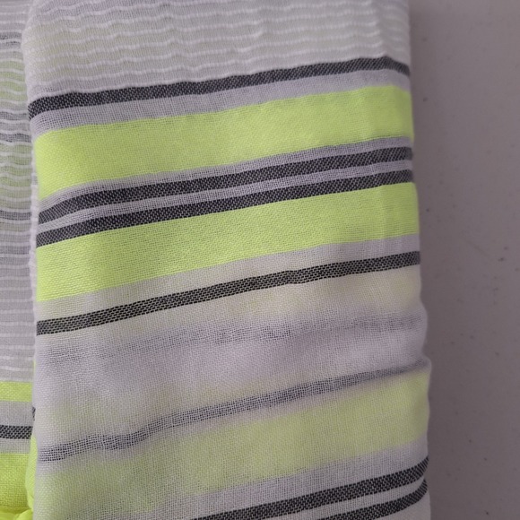 NEW Forever 21 Scarf White Yellow Gray Striped Tassel Trim Lightweight‎ Soft - Picture 8 of 11